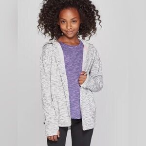 Girls' Champion C9 Open Front Heathered Hooded Jacket Thumbholes Large 10-12